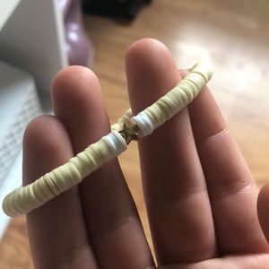 Cream Clay Bead Bracelet | Gold Star